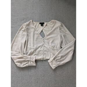 House Of Harlow 1960 Velvet Open Back Crop Top Womens Size Large Cream